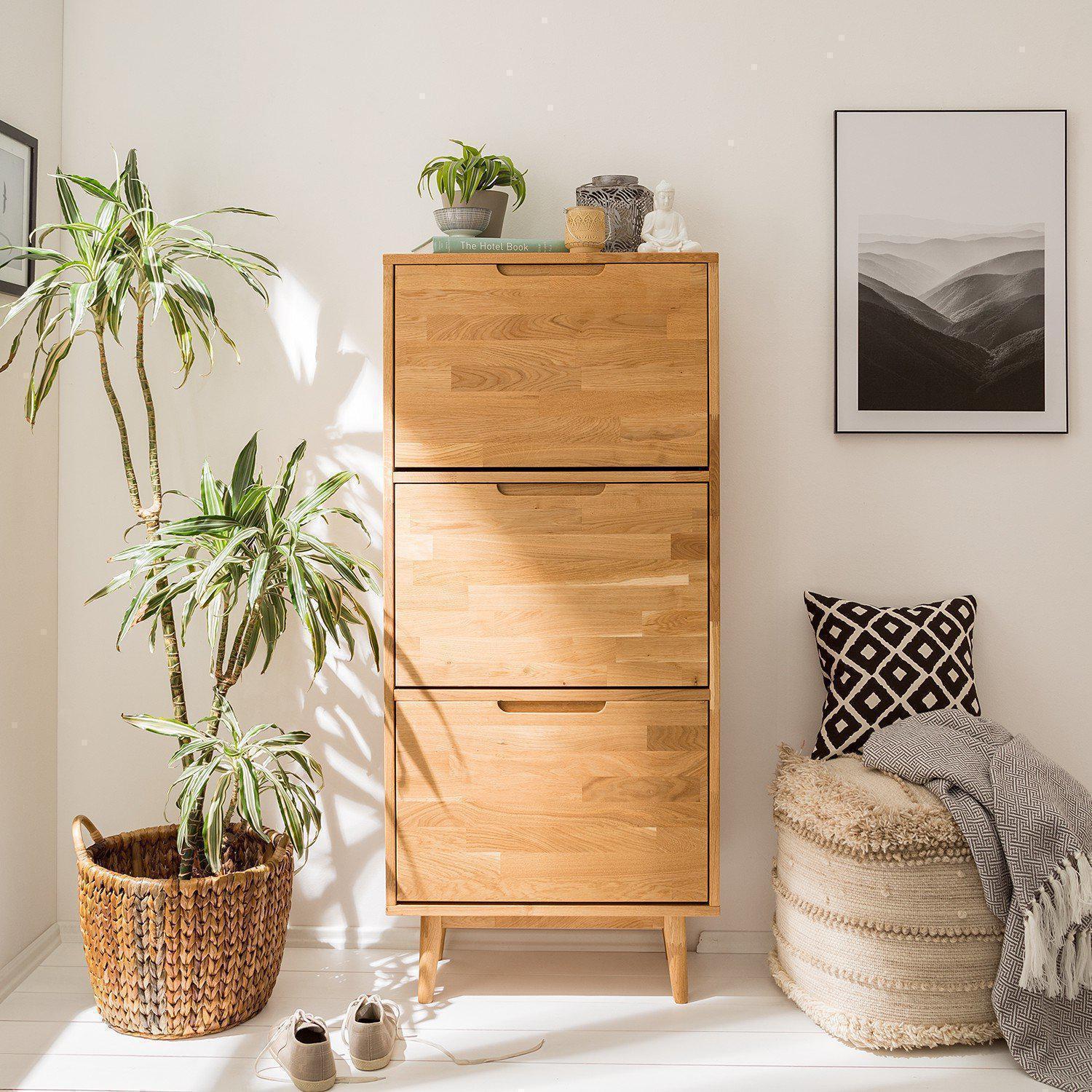 NordicStory Zapatero de madera maciza de roble Mueble para zapatos nordico escandinavo